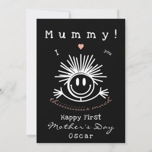 Cute Funny First Mother's Day Black Card