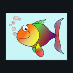 Cute Funny Fish - Colourful Postcard<br><div class="desc">Created by Rhonda Albom based on edited public domain artwork</div>