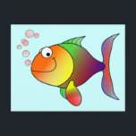 Cute Funny Fish - Colourful Postcard<br><div class="desc">Created by Rhonda Albom based on edited public domain artwork</div>