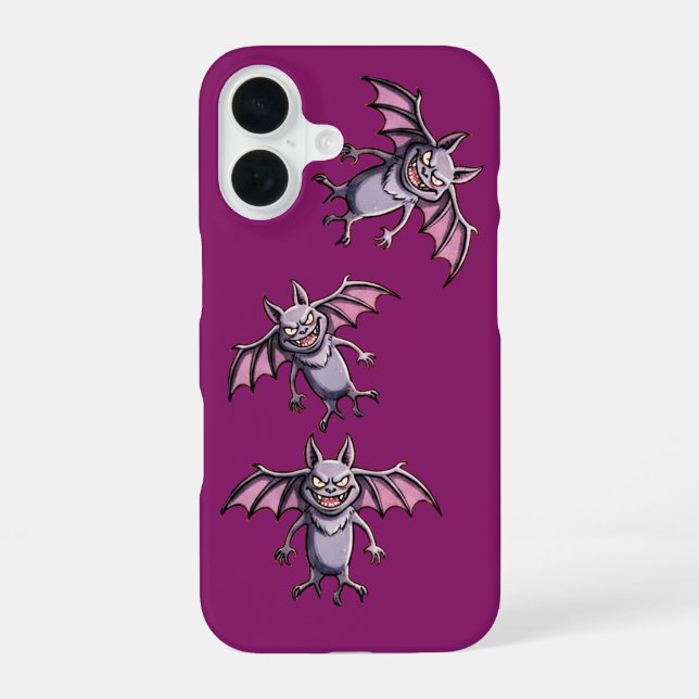 Cute Funny Flying Bats Pattern Magenta Phone Case (Back)