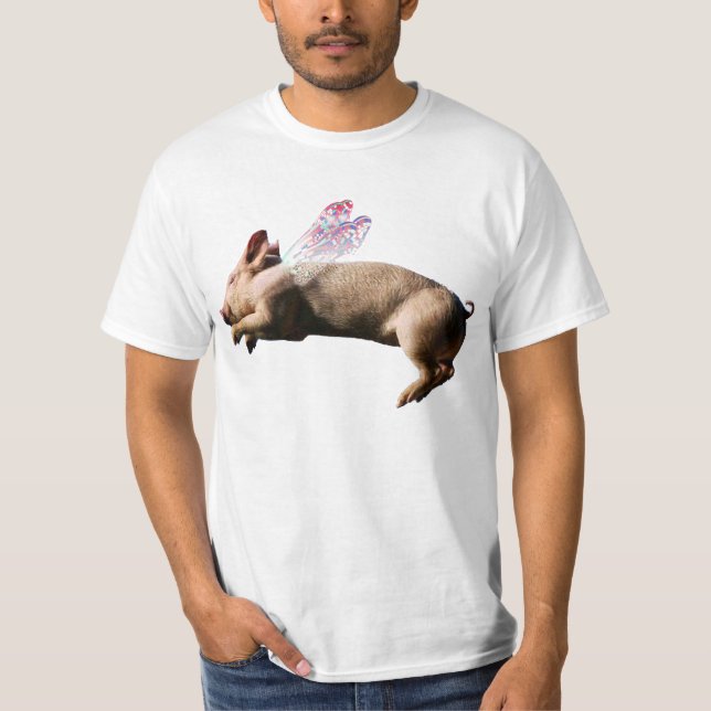 Cute funny flying pig tees (Front)