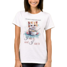 Cute Funny Foodie Cat White T-shirt