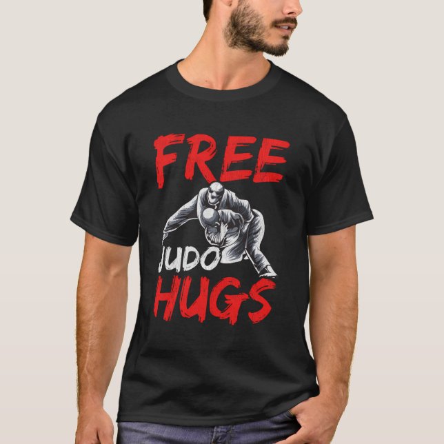 Cute Funny Free Judo Hugs Mma Mixed Martial Arts P T-Shirt (Front)