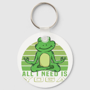 Cute funny frog doing yoga. funny yoga poses keychain