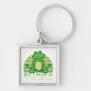 Cute funny frog doing yoga. funny yoga poses keychain