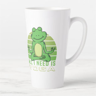 Cute funny frog doing yoga. funny yoga poses latte mug