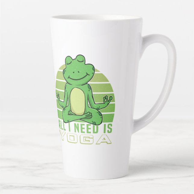 Cute funny frog doing yoga. funny yoga poses latte mug (Right)