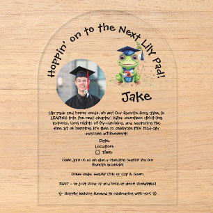 Cute Funny Frog Graduation Acrylic Invitation 