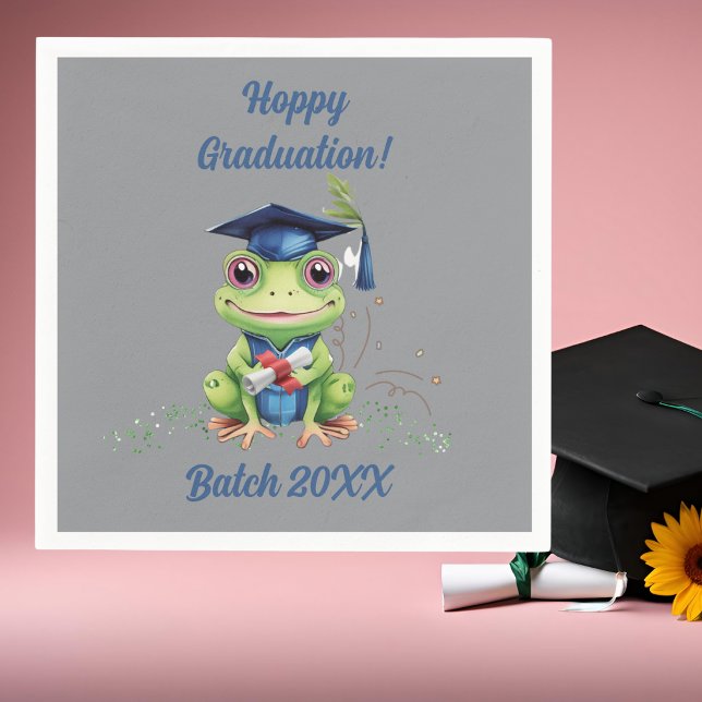 Cute Funny Frog Hoppy Graduation Batch Party Napkin (Creator Uploaded)