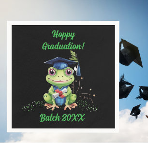 Cute Funny Frog Hoppy Graduation Batch Party Napkin