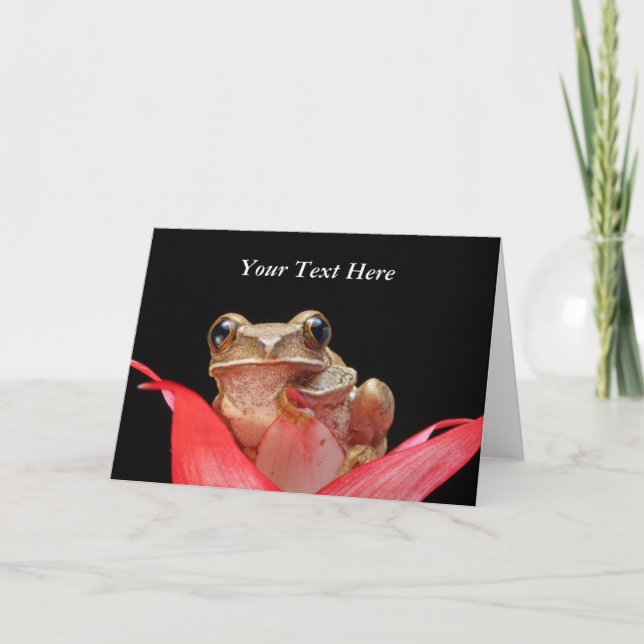 Cute, Funny Frog in Lily - Modèle de carte de voeu (Devant)