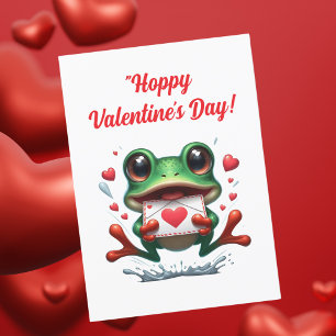 Cute Funny Frog  Love Hearts Valentines Card