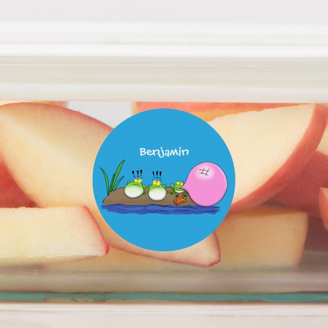 Cute funny frogs bubblegum cartoon illustration (Affixed)