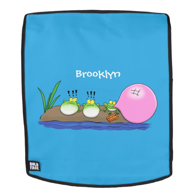 Cute funny frogs bubblegum cartoon illustration backpack (Removable Face)
