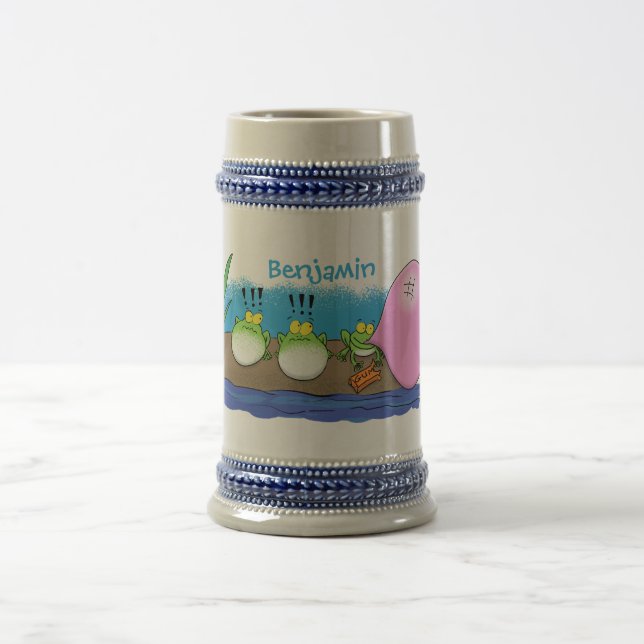 Cute funny frogs bubblegum cartoon illustration beer stein (Center)