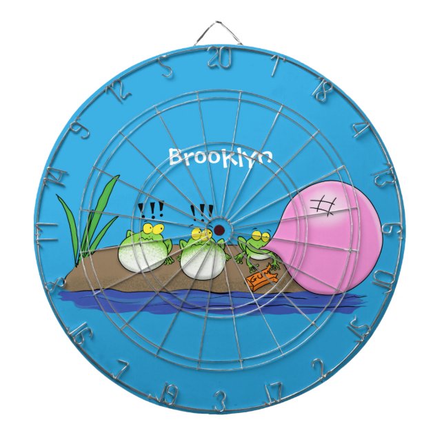 Cute funny frogs bubblegum cartoon illustration dartboard (Front)