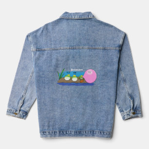 Cute funny frogs bubblegum cartoon illustration denim jacket