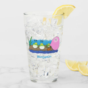 Cute funny frogs bubblegum cartoon illustration glass