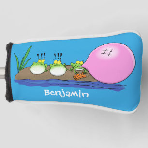 Cute funny frogs bubblegum cartoon illustration golf head cover