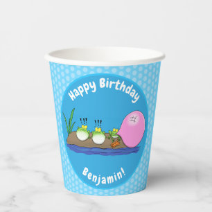Cute funny frogs bubblegum cartoon illustration paper cups