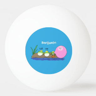 Cute funny frogs bubblegum cartoon illustration ping pong ball