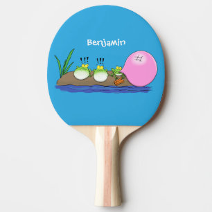 Cute funny frogs bubblegum cartoon illustration ping pong paddle