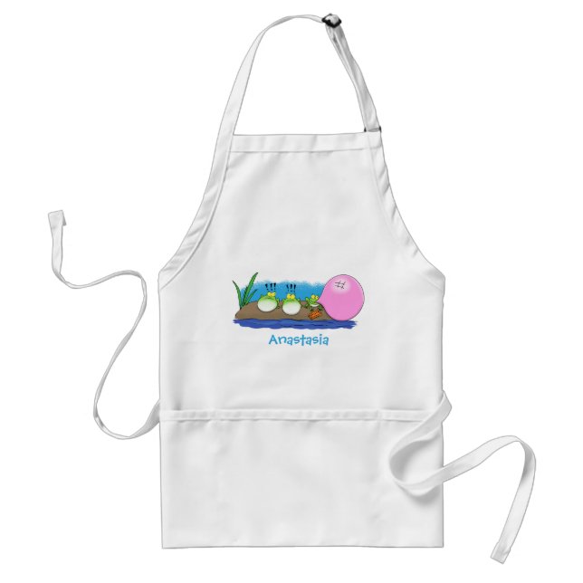 Cute funny frogs bubblegum cartoon illustration standard apron (Front)