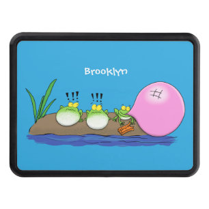 Cute funny frogs bubblegum cartoon illustration trailer hitch cover