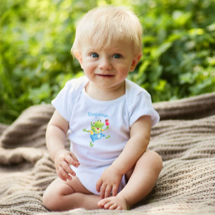 Cute Funny Garçon Grenouille Bleue Fille Bébé Body