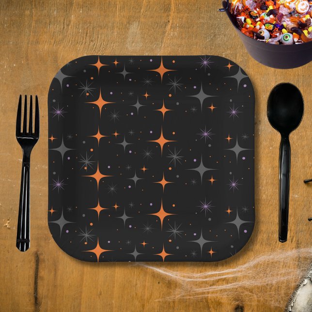 Cute Funny Ghost Black Kitten Halloween  Paper Plate (Creator Uploaded)