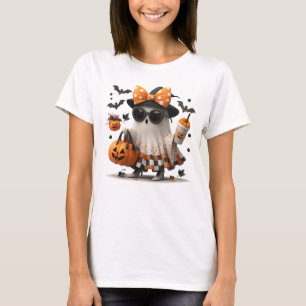 Cute Funny Ghost Pumpkin Halloween Spooky Month T-Shirt
