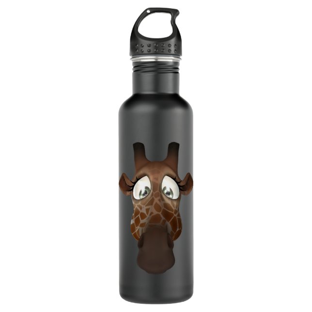 Cute Funny Giraffe Face 710 Ml Water Bottle (Front)