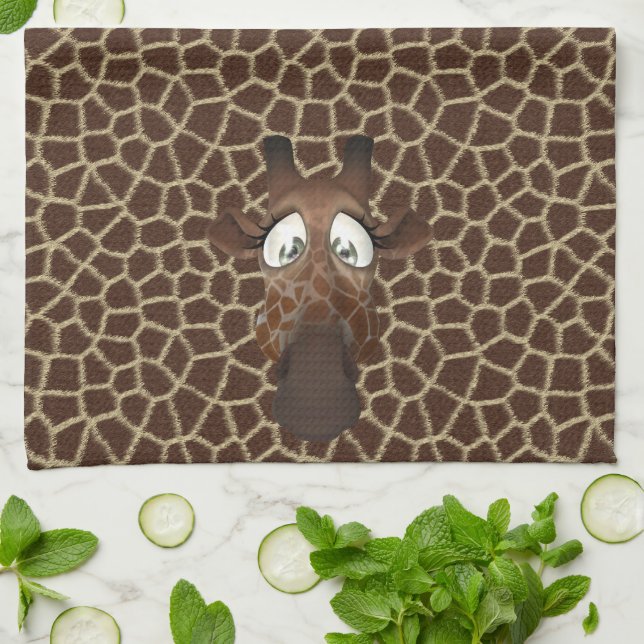 Cute Funny Giraffes Animal Fur Pattern Kitchen Towel (Folded)