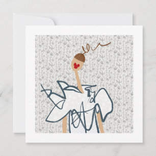 Cute Funny Girl Fashion Illustration Invitation