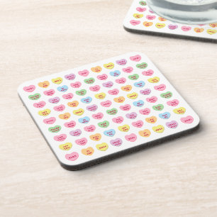 Cute funny girly custom conversation candy hearts coaster