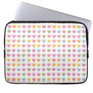 Cute funny girly custom conversation candy hearts laptop sleeve