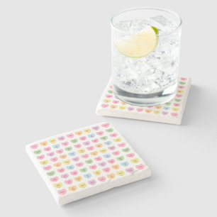 Cute funny girly custom conversation candy hearts stone coaster