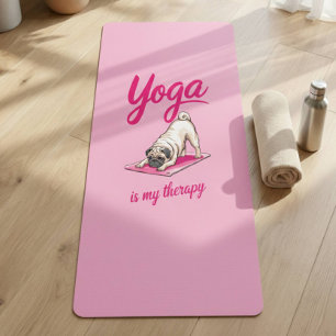 Cute Funny Girly Hot Pink Pug Yoga Mat