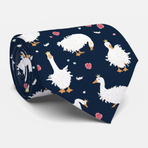 Cute Funny Goose in Crowns Kids Tie