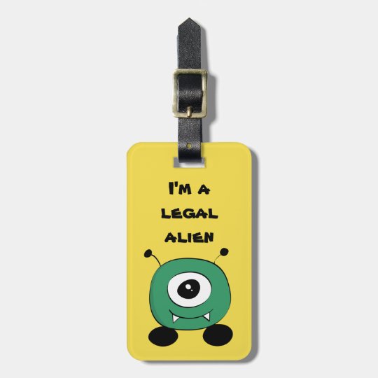 Cute Funny Green Alien Luggage Tag
