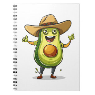 cute funny green avocado cowboy print notebook