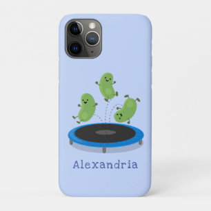 Cute funny green beans on trampoline cartoon iPhone 11 pro case