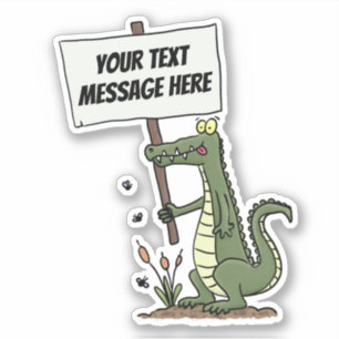 Cute, funny green crocodile smiling humour cartoon