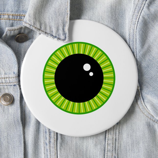 Cute Funny Green Eyeball 6 Inch Round Button (In Situ)