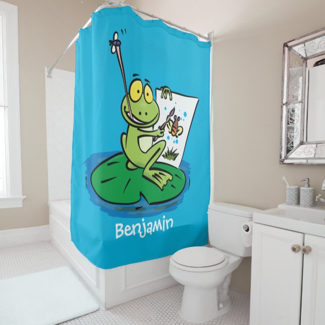 Cute funny green frog cartoon illustration  (In Situ)