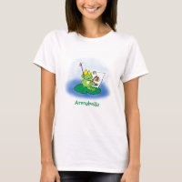 Cute funny green frog cartoon illustration
