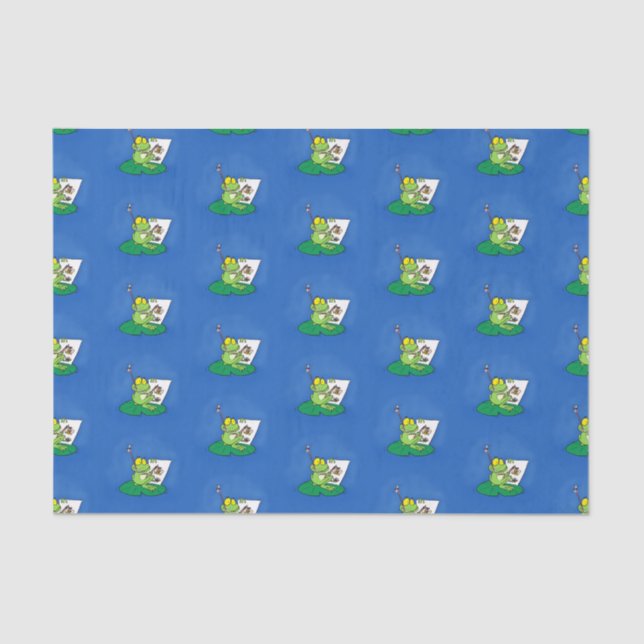 Cute funny green frog cartoon illustration tissue paper (Front)