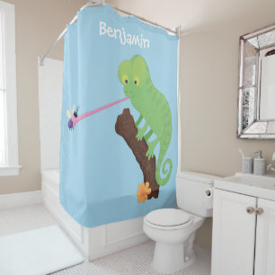 Cute funny green happy chameleon lizard cartoon