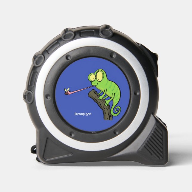 Cute funny green happy chameleon lizard cartoon 1 (Front)