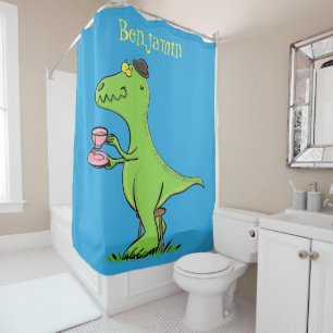 Cute funny green t rex dinosaur cartoon